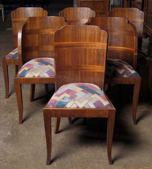 Sechs französische Art Deco Stühle