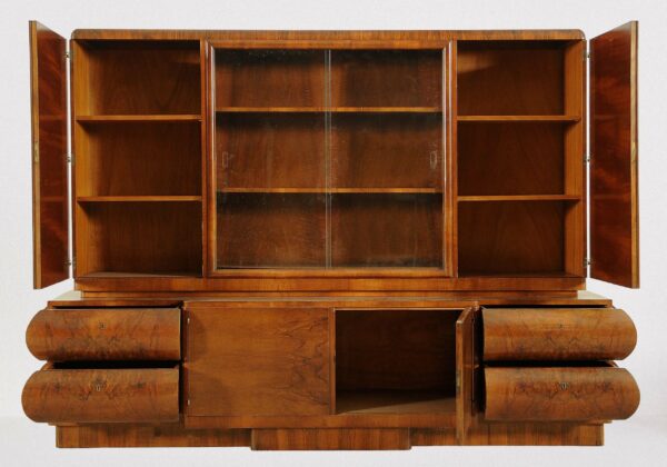 Art Deco Bücherschrank aus Nussbaum